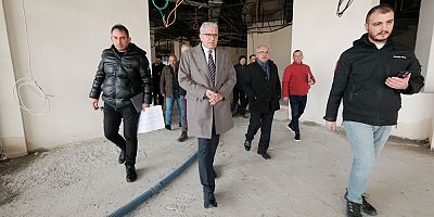 Başkan Nadir Küpeli yapımı devam eden binada incelemelerde bulundu